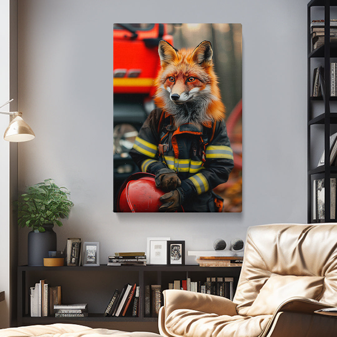 Firefighter Fox Portrait Canvas Prints Artesty