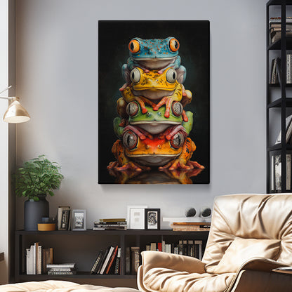 Stacked Colorful Frogs Canvas Prints Artesty