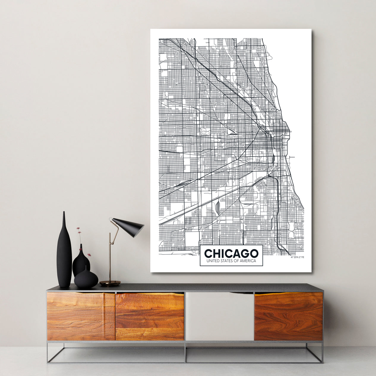 Detailed City Map Chicago USA Maps Canvas Artwork Artesty   