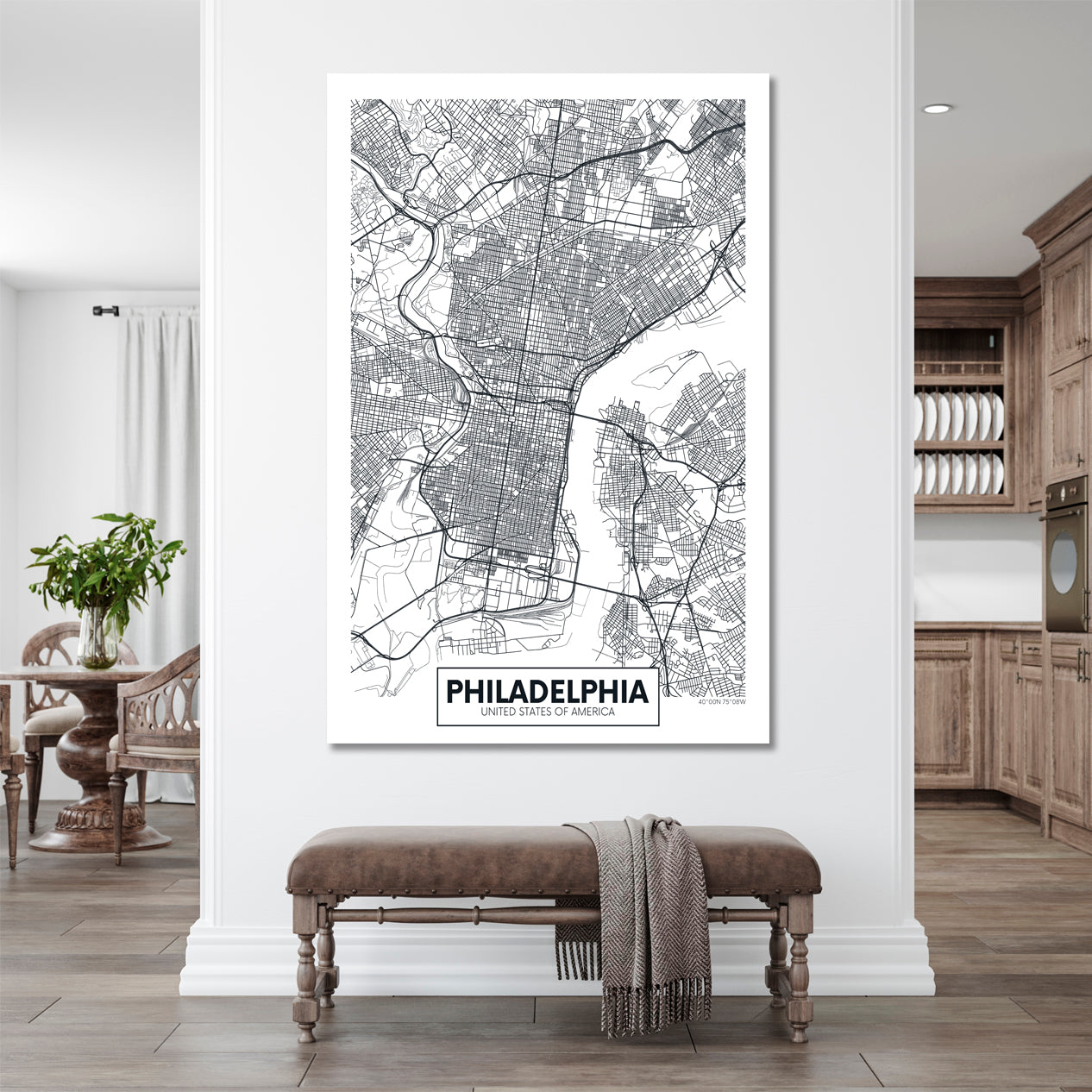 Detailed City Map Philadelphia USA Maps Canvas Artwork Artesty   