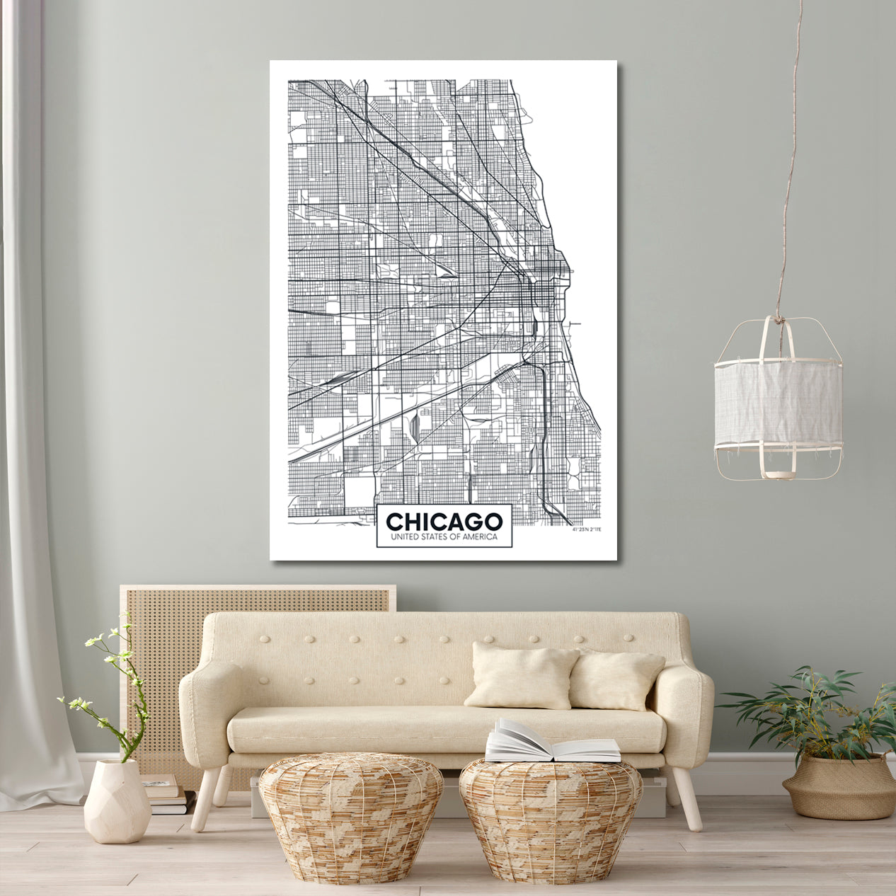 Detailed City Map Chicago USA Maps Canvas Artwork Artesty   