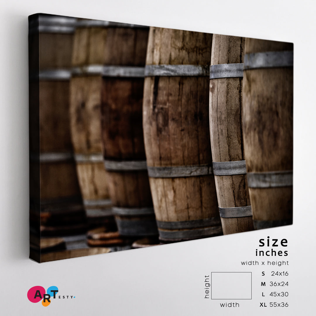 Traditional Old Vintage Barrels Whiskey Vintage Affordable Canvas Print Artesty 1 panel 24" x 16" 