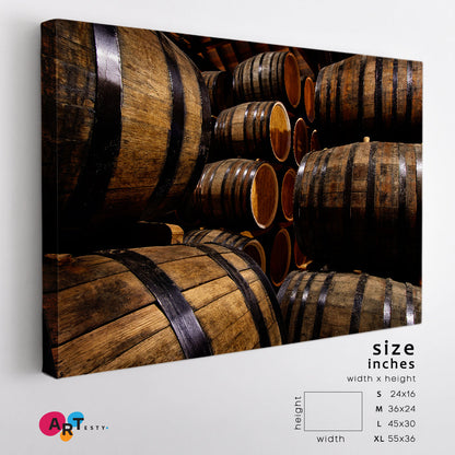 Traditional Scottish Whiskey Old Vintage Barrels Vintage Affordable Canvas Print Artesty   