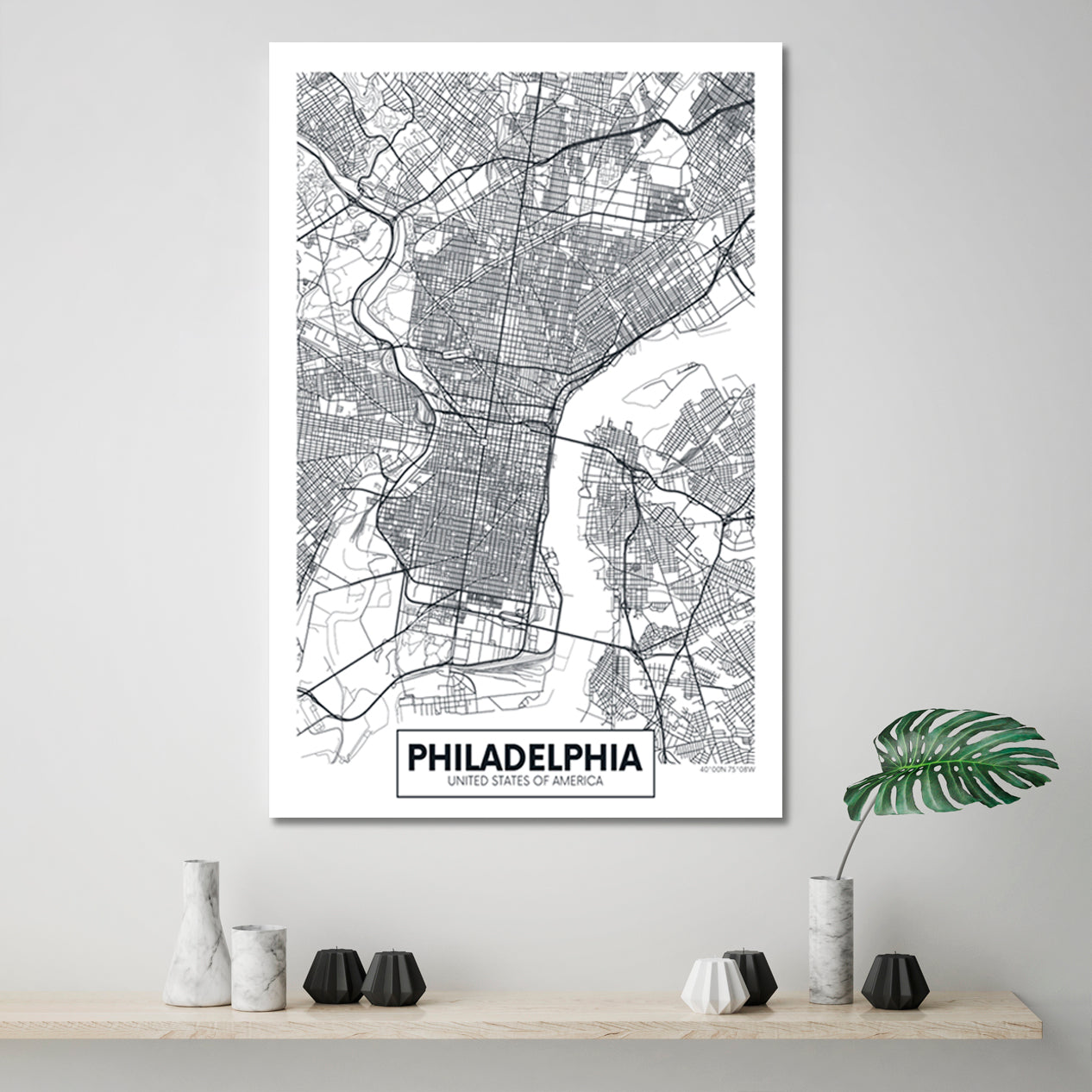 Detailed City Map Philadelphia USA Maps Canvas Artwork Artesty   