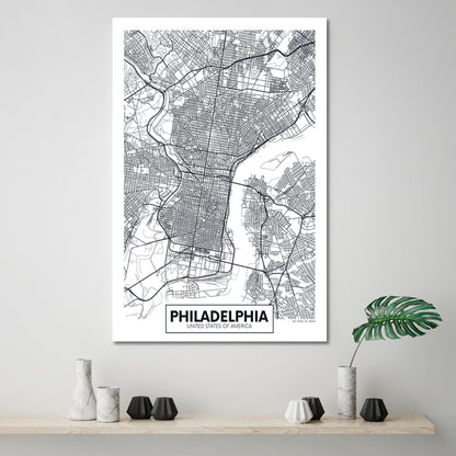 Detailed City Map Philadelphia USA Maps Canvas Artwork Artesty   