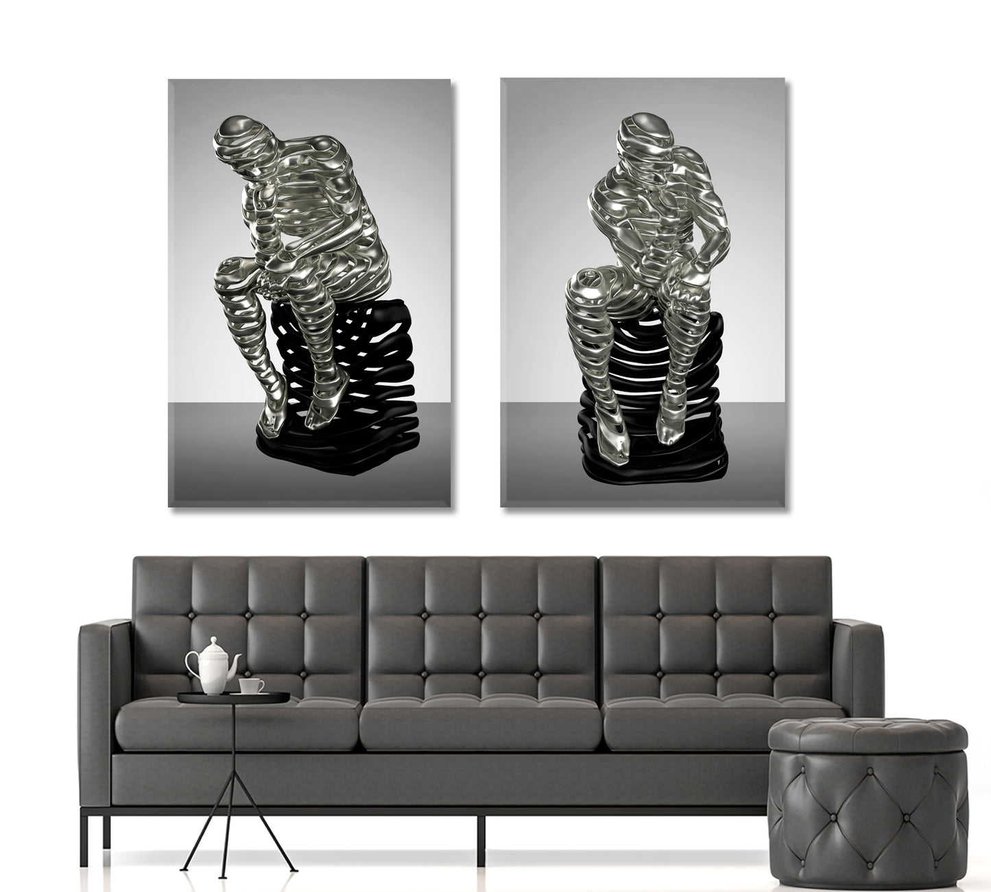 CONSIDERING IDEA 3 D Statue Rodin the Thinker Office Wall Art Canvas Print Artesty   