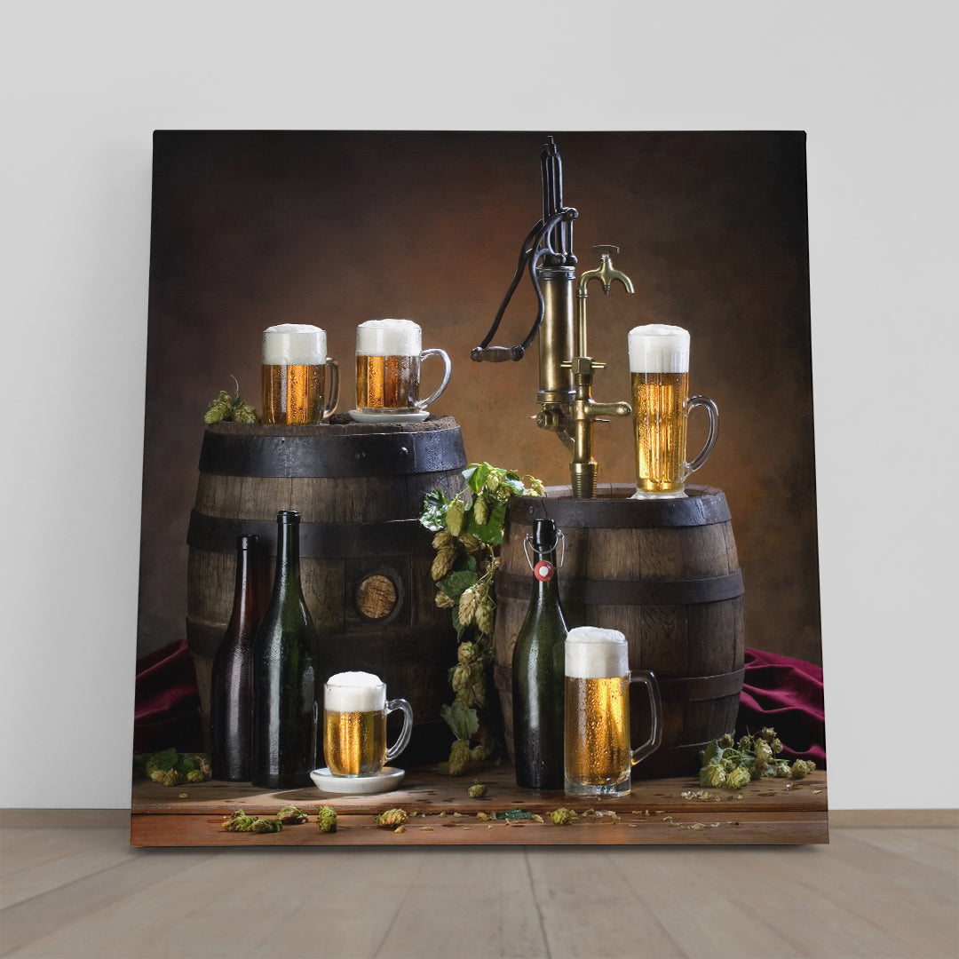 BAR PUB CONCEPT Vintage Old Wooden Beer Barrel Restaurant Modern Wall Art Artesty   