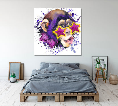 Cute Monkey Cool Sunglasses Kids Room Decoration Kids Room Canvas Art Print Artesty   