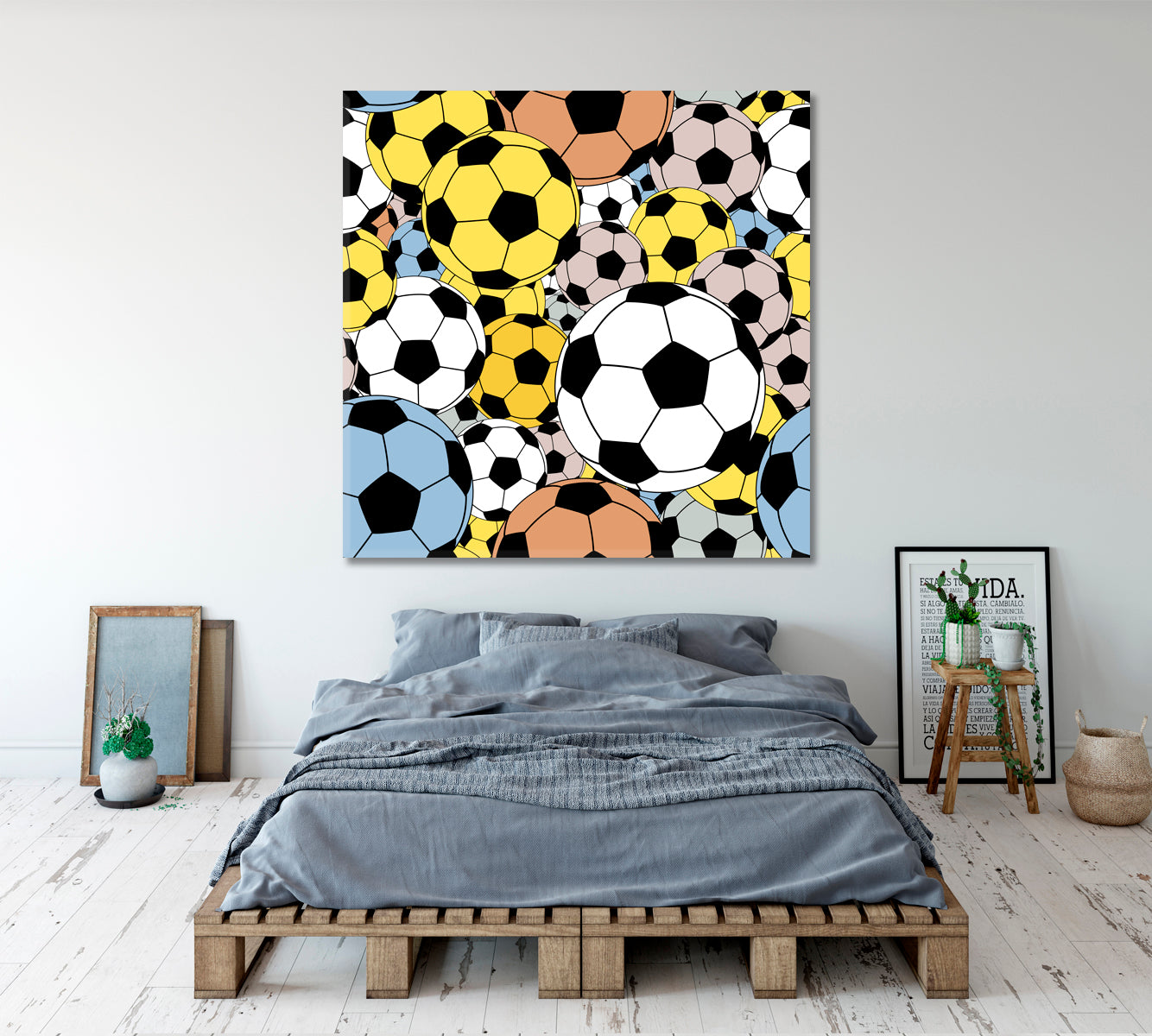 Colorful Footballs Abstract Art Print Artesty   