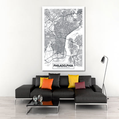 Detailed City Map Philadelphia USA Maps Canvas Artwork Artesty   