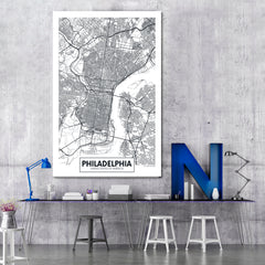 Detailed City Map Philadelphia USA Maps Canvas Artwork Artesty   