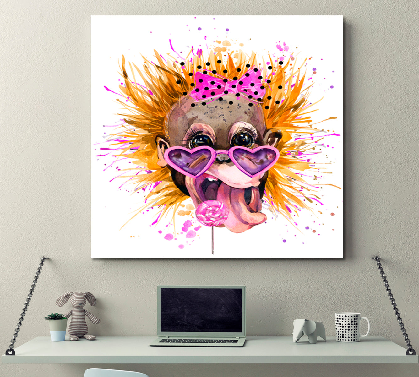 Monkey Baby Girl Kids Room Decoration Kids Room Canvas Art Print Artesty   