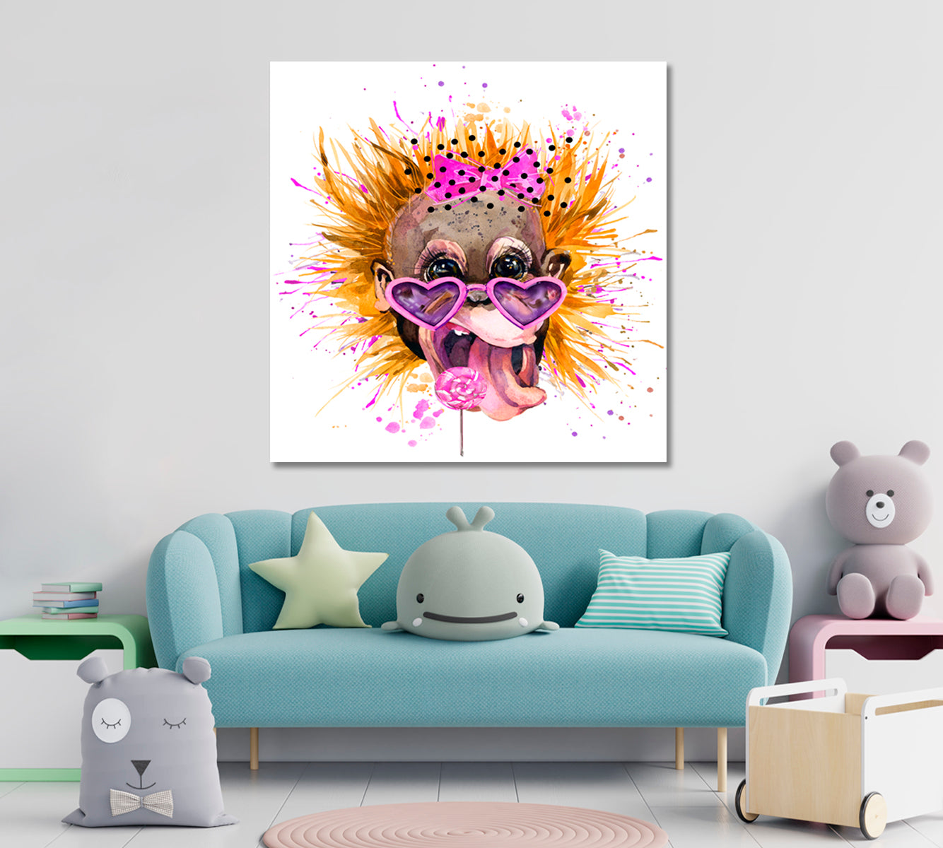 Monkey Baby Girl Kids Room Decoration Kids Room Canvas Art Print Artesty   