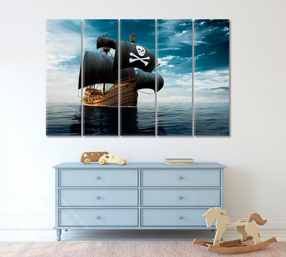 Pirate Ship Kids Room Canvas Art Print Artesty 5 panels 36" x 24" 