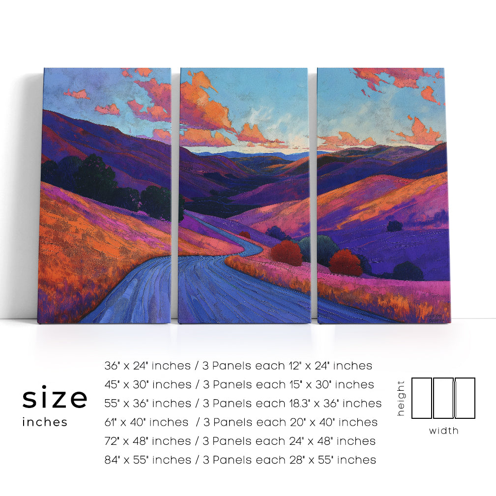 Colorful Winding Road Through Hills Animals Canvas Print Artesty