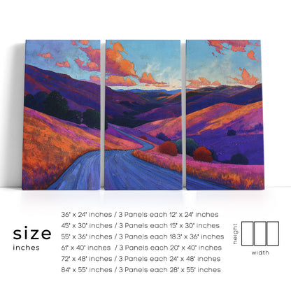 Colorful Winding Road Through Hills Animals Canvas Print Artesty