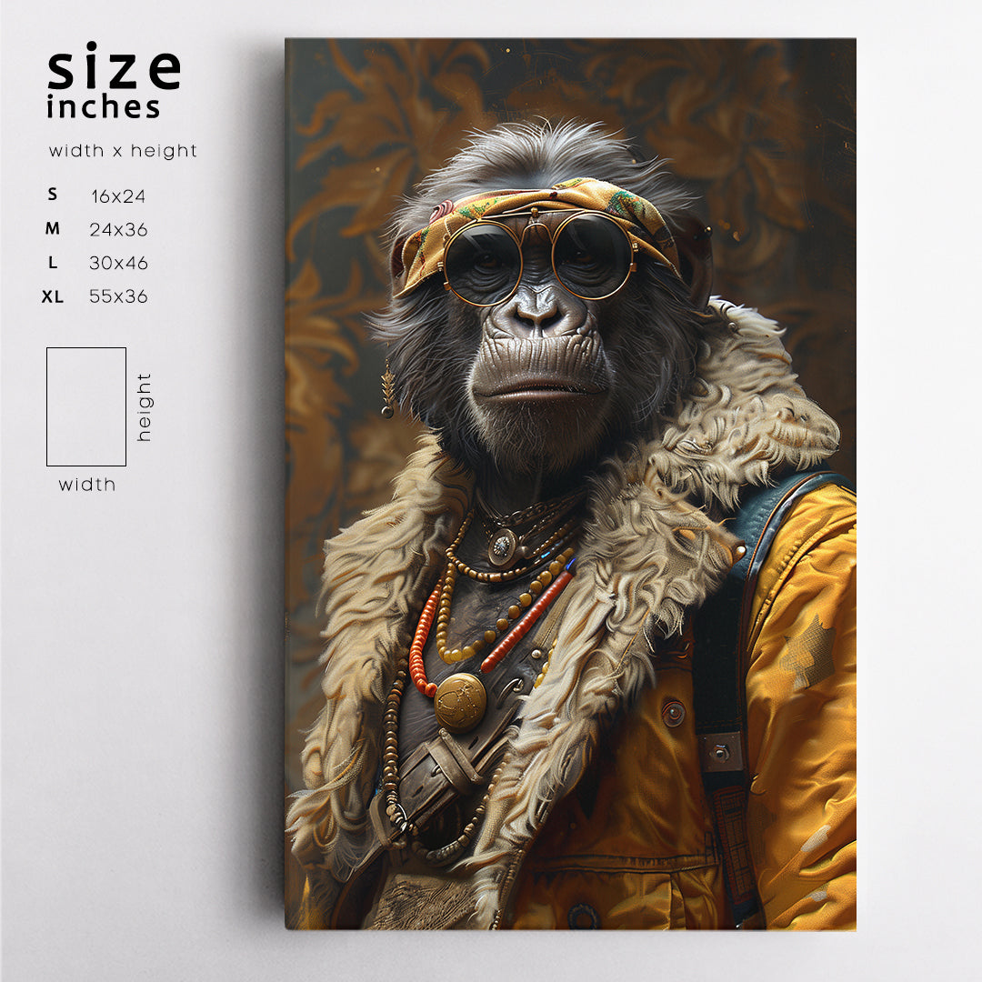 Boho Gorilla in Retro Outfit Canvas Prints Artesty