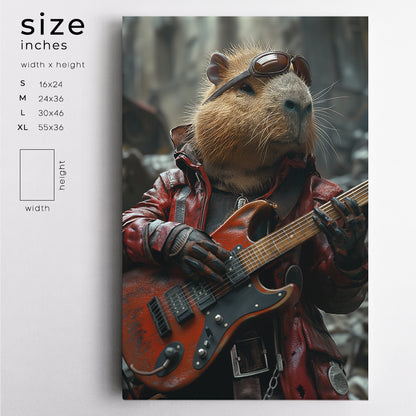 Cool Capybara Playing Electric Guitar Canvas Prints Artesty