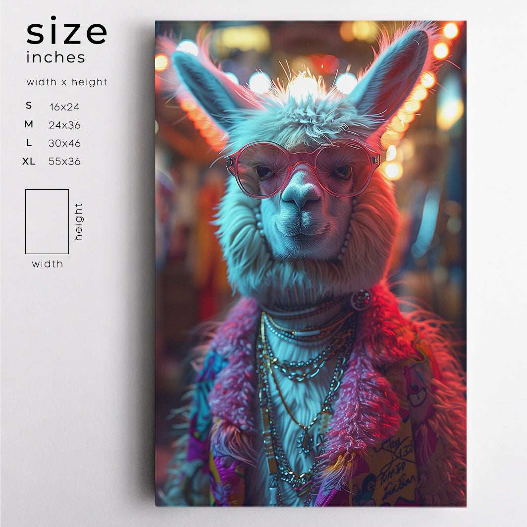 Glamorous Llama Fashion Portrait Canvas Prints Artesty