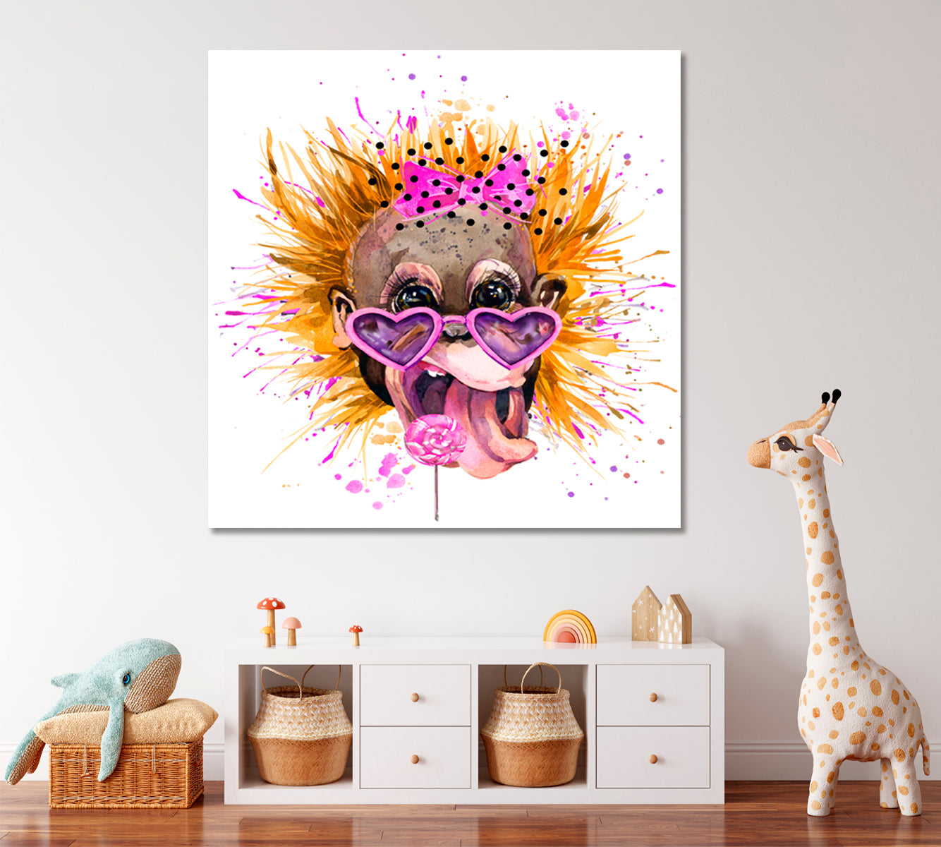 Monkey Baby Girl Kids Room Decoration Kids Room Canvas Art Print Artesty   