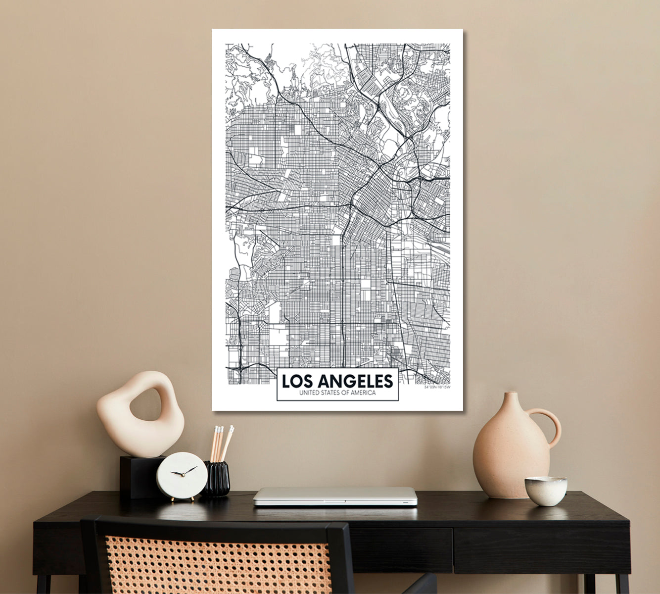 Detailed City Map Los Angeles USA Maps Canvas Artwork Artesty   