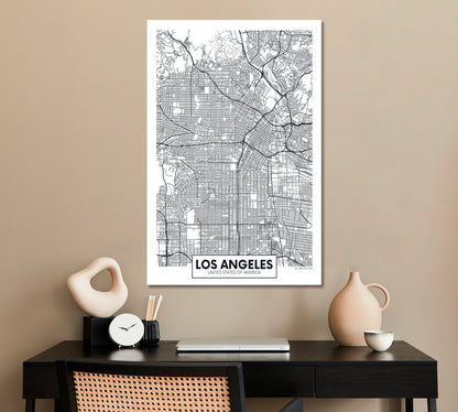 Detailed City Map Los Angeles USA Maps Canvas Artwork Artesty   