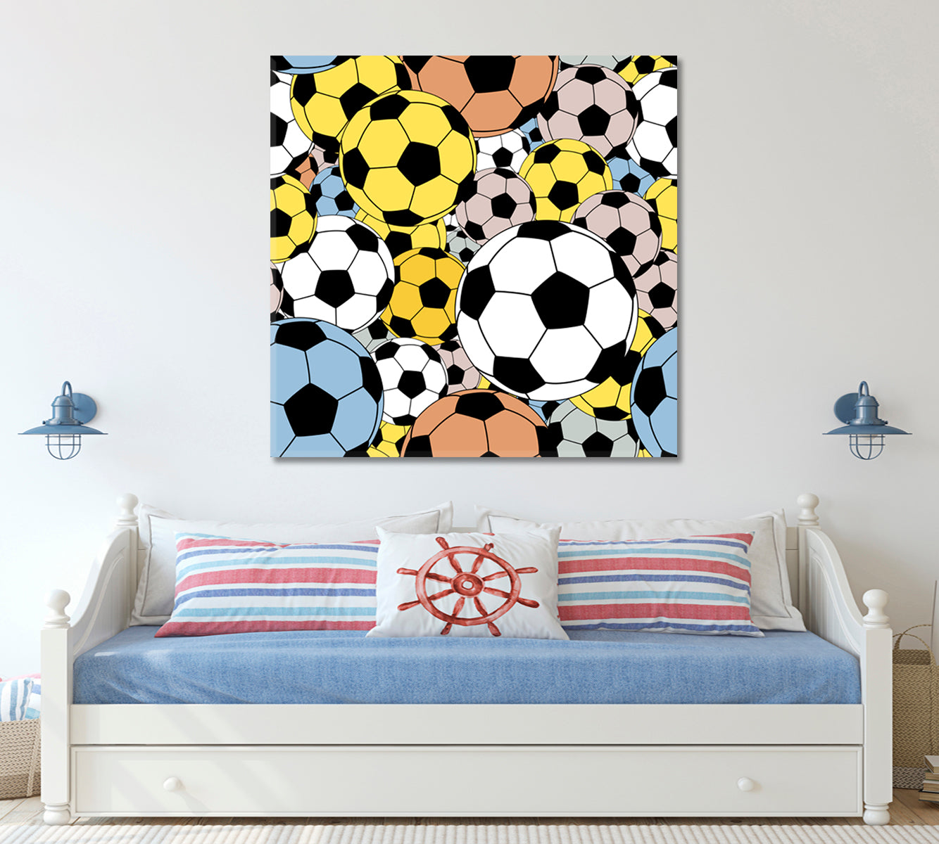 Colorful Footballs Abstract Art Print Artesty 1 Panel 12"x12" 