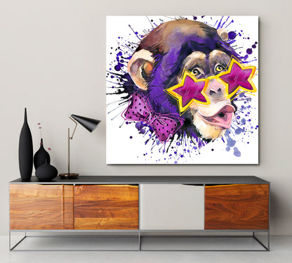 Cute Monkey Cool Sunglasses Kids Room Decoration Kids Room Canvas Art Print Artesty   