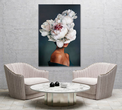 LADY FLOWERS Beautiful Woman Unity with Nature  Fine Art -  Vertical Fine Art Artesty   