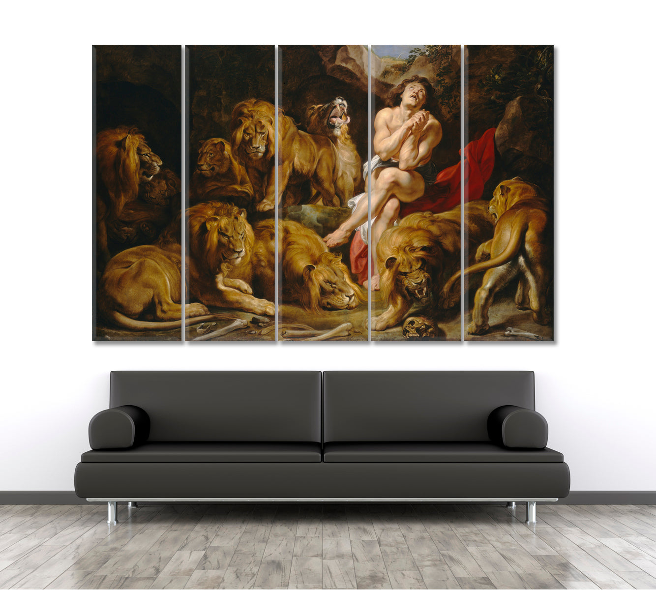 DANIEL in the LION'S DEN  Fine Art Flemish Painting Reproduction Sir Peter Paul Rubens Fine Art Artesty 5 panels 36" x 24" 