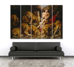 DANIEL in the LION'S DEN  Fine Art Flemish Painting Reproduction Sir Peter Paul Rubens Fine Art Artesty 5 panels 36" x 24" 