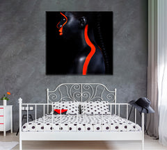 SPACE ALIEN Beautiful African Girl With Red Black Body Paint Art Photo Art Artesty 1 Panel 12"x12" 