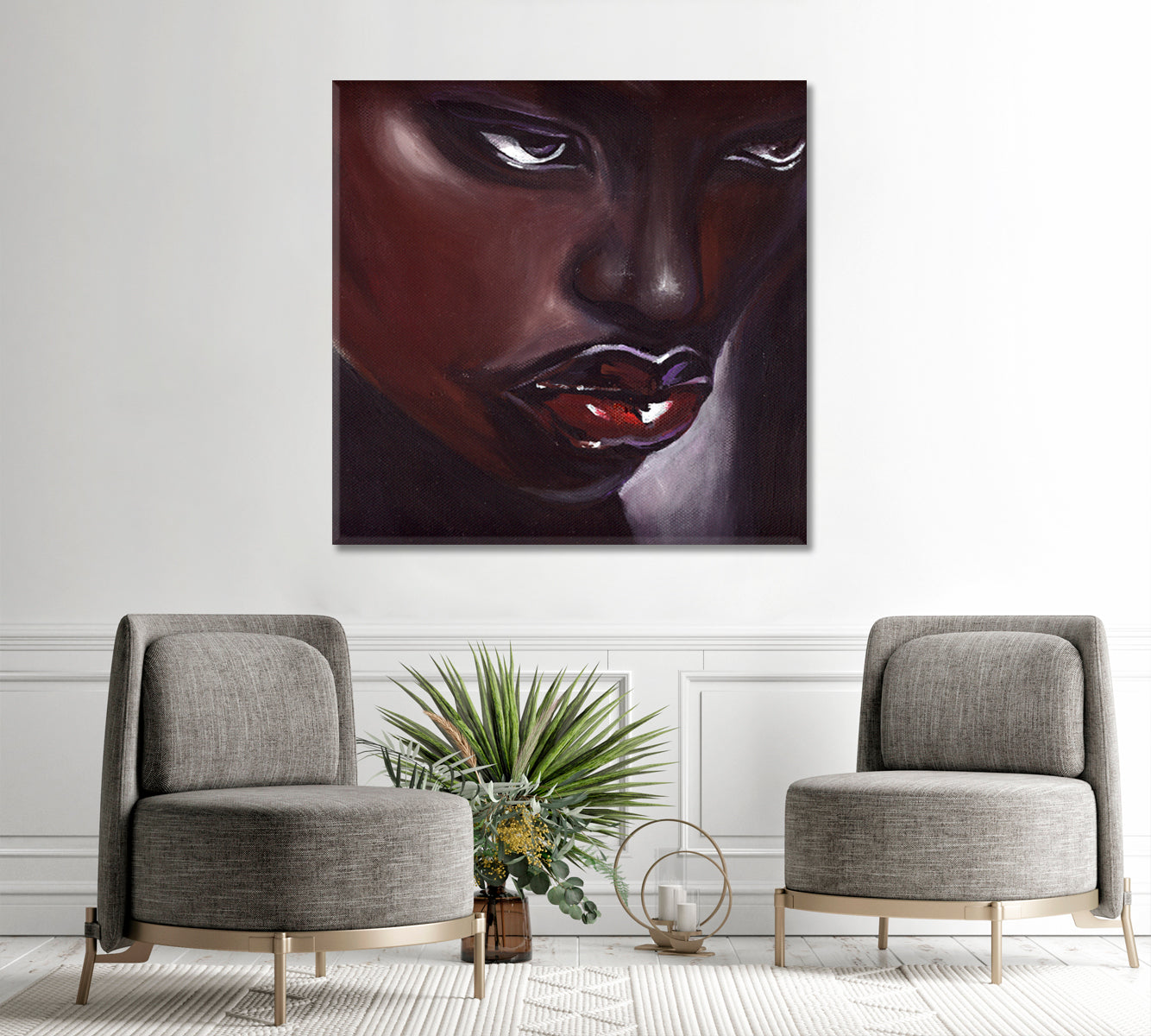 MAGIC DREAM Stunning Beauty African Women Trendy Unique Afrocentric Art - Square Panel African Style Canvas Print Artesty   