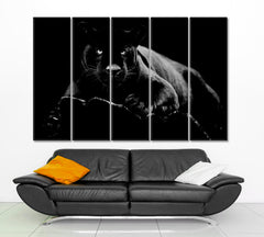 BEAUTIFUL BEAST Black Jaguar Animal World Animals Canvas Print Artesty 5 panels 36" x 24" 