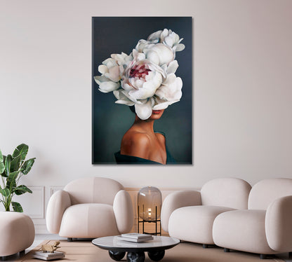 LADY FLOWERS Beautiful Woman Unity with Nature  Fine Art -  Vertical Fine Art Artesty 1 Panel 16"x24" 