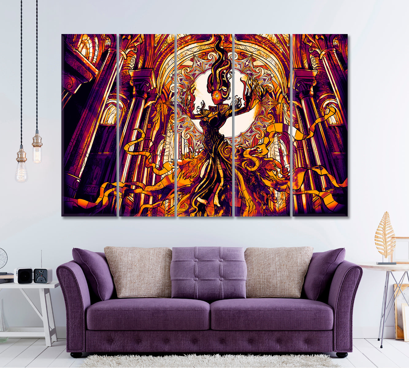FANTASY Girl Hovers Majestic Cathedral Surreal Fantasy Large Art Print Décor Artesty 5 panels 36" x 24" 