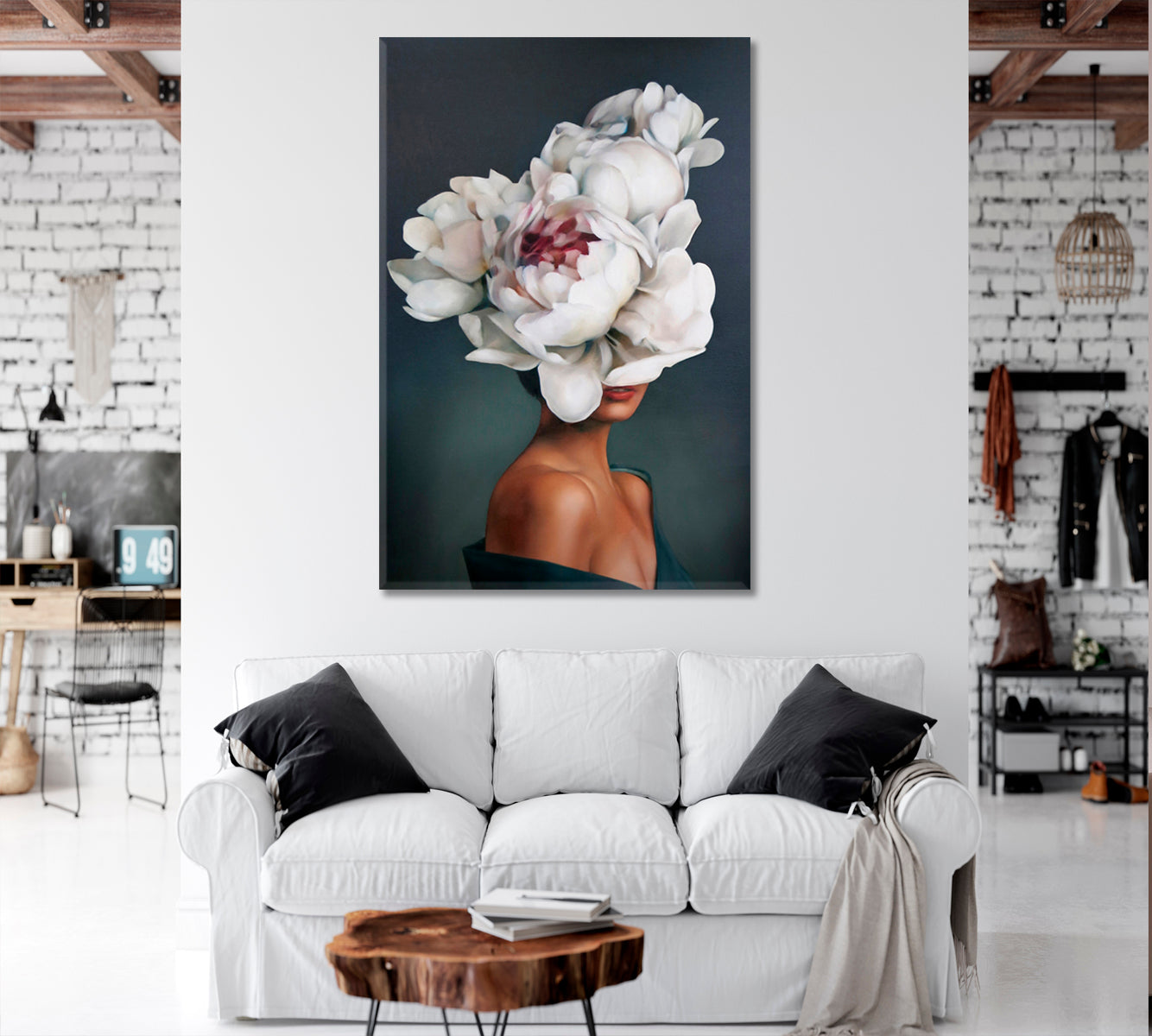 LADY FLOWERS Beautiful Woman Unity with Nature  Fine Art -  Vertical Fine Art Artesty   