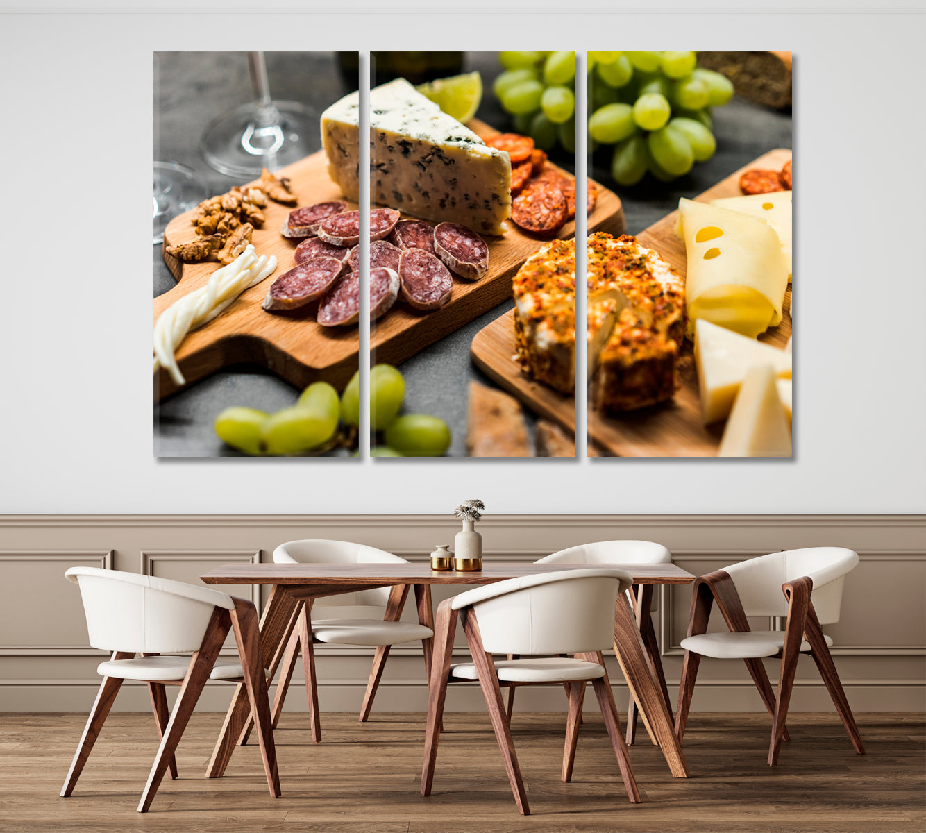 FOOD Blue Cheese Gourmet Plate Kitchen Cafe Restaurant Concept Restaurant Modern Wall Art Artesty 3 panels 36" x 24" 