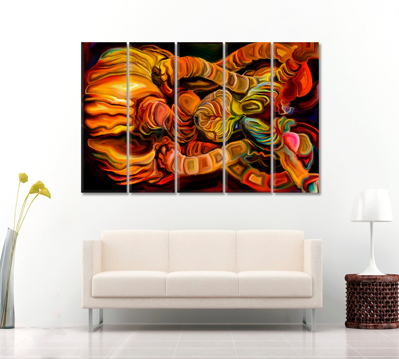 LIFE INSIDE Abstract Forms Contemporary Art Artesty 5 panels 36" x 24" 