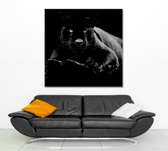 WILD LIFE  Black Jaguar Animal Worldt Beautiful Beast - Square Panel Animals Canvas Print Artesty   