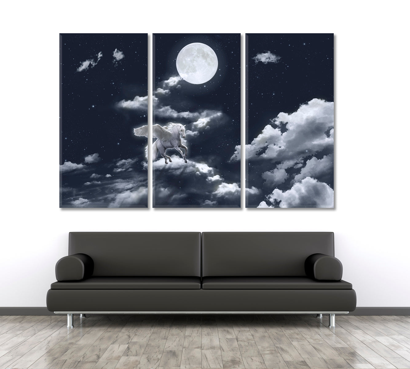 SKYSCAPE White Winged Horse Full Moon Skyscape Canvas Artesty   