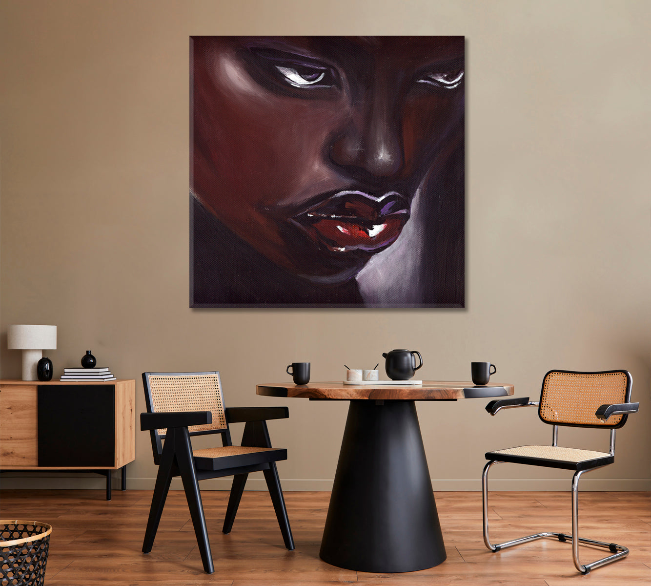 MAGIC DREAM Stunning Beauty African Women Trendy Unique Afrocentric Art - Square Panel African Style Canvas Print Artesty 1 Panel 12"x12" 
