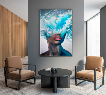 OCEAN GODDESS Beautiful Woman And Sea Exploding - Vertical 1 panel Contemporary Art Artesty   