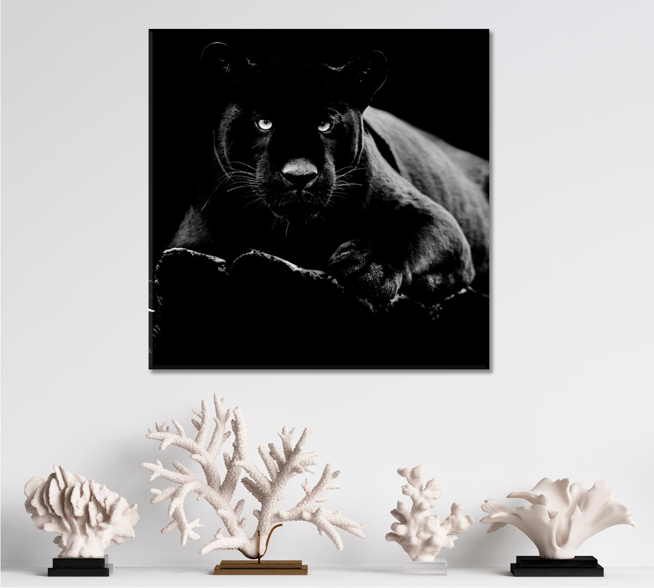 WILD LIFE  Black Jaguar Animal Worldt Beautiful Beast - Square Panel Animals Canvas Print Artesty   