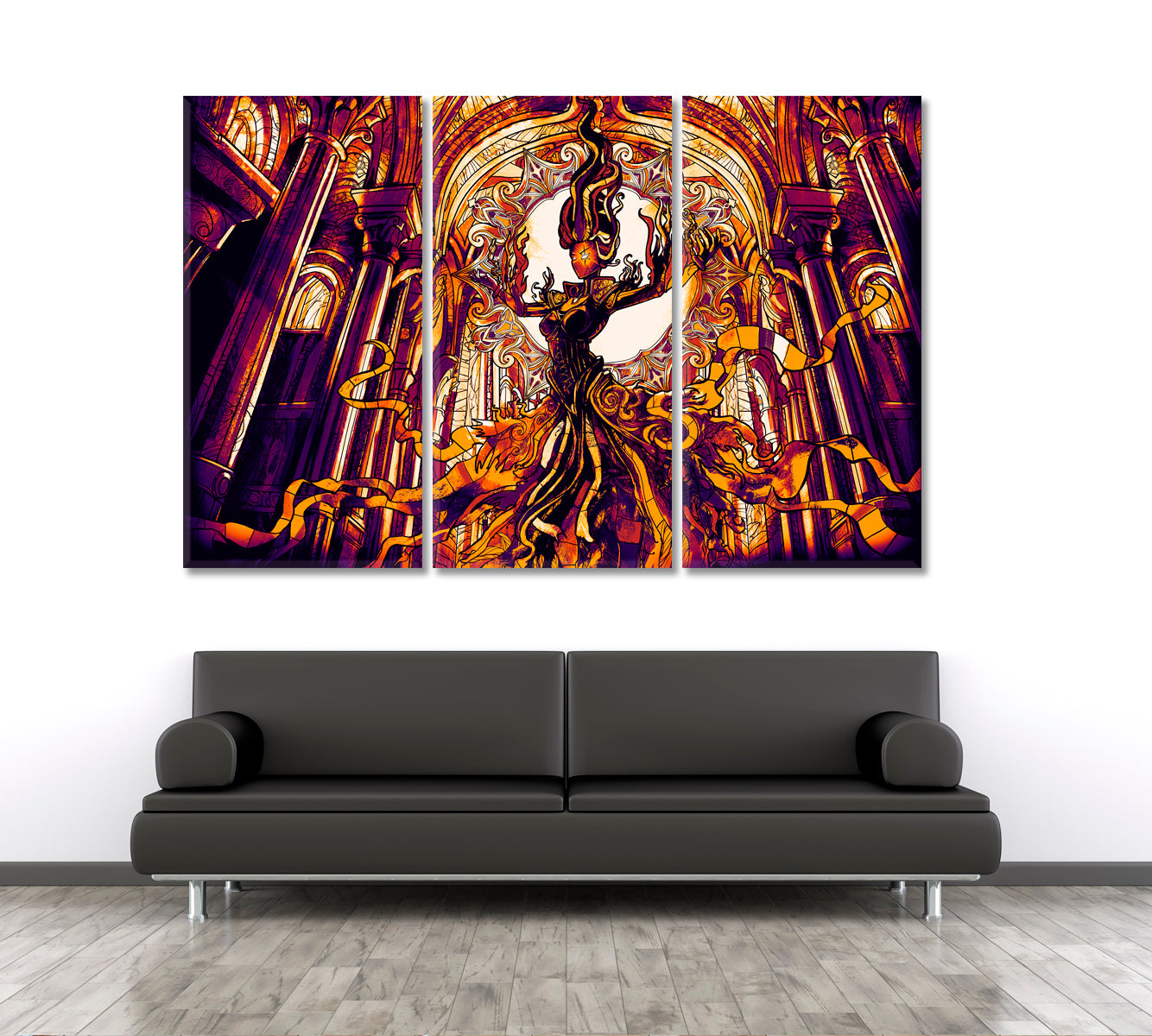 FANTASY Girl Hovers Majestic Cathedral Surreal Fantasy Large Art Print Décor Artesty 3 panels 36" x 24" 