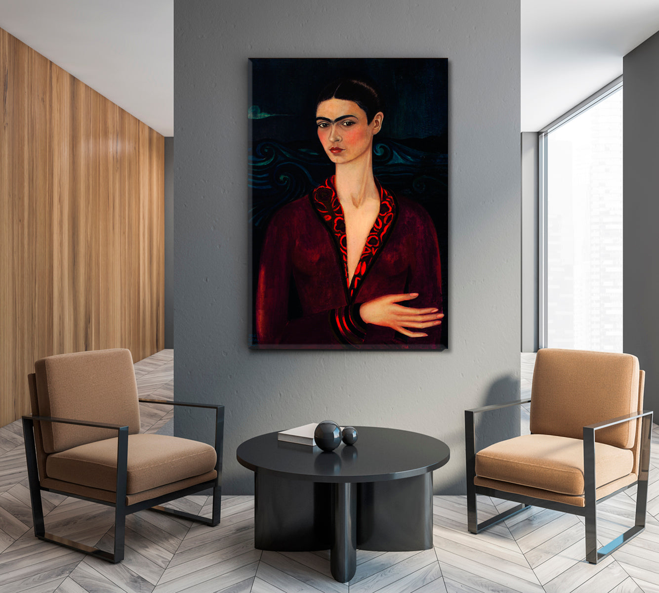 FRIDA KAHLO MASTERPIECE Mexican Greatest Artist Self Portrait - Vertical 1 panel People Portrait Wall Hangings Artesty   