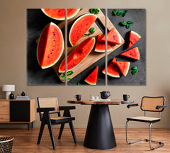 The Beauty of Watermelon Restaurant Modern Wall Art Artesty 3 panels 36" x 24" 
