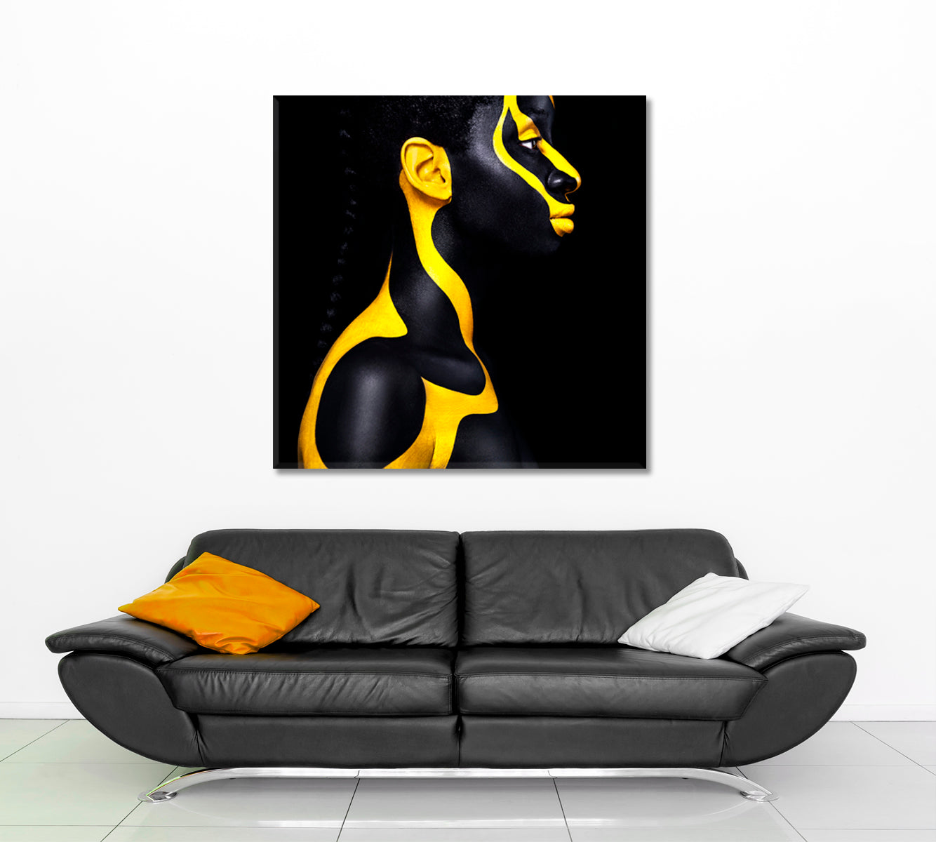 SPACE ALIEN Beautiful African Girl With Yellow Black Body Paint Art Photo Art Artesty   