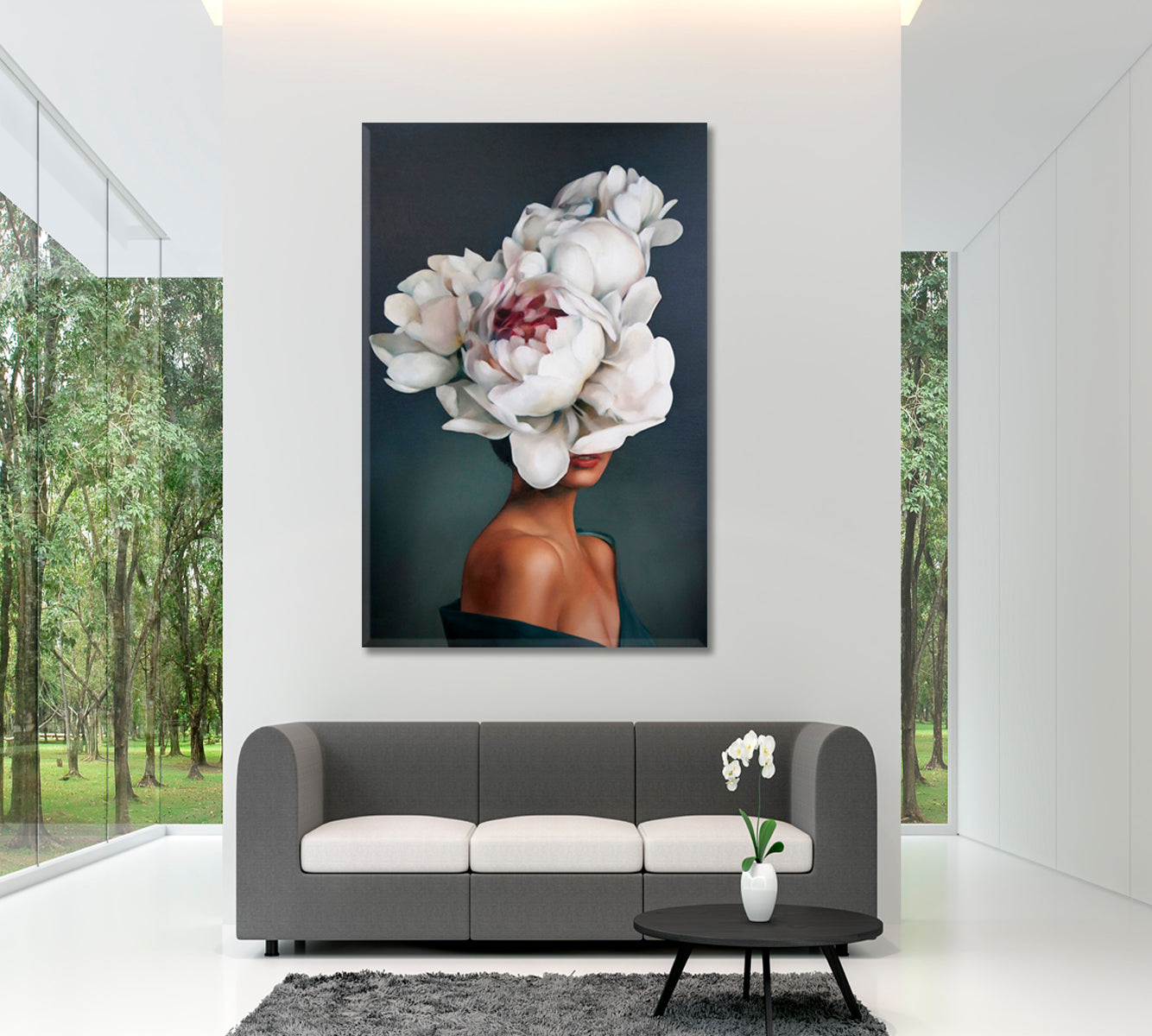 LADY FLOWERS Beautiful Woman Unity with Nature  Fine Art -  Vertical Fine Art Artesty   