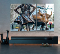 Fearless Girl & Charging Bull Symbol of Wealth Famous Landmarks Artwork Print Artesty   